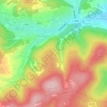Topografische Karte Flur 7, Höhe, Relief