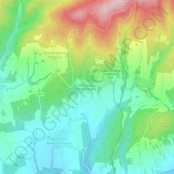 Topografische Karte Unterpodgoria, Höhe, Relief