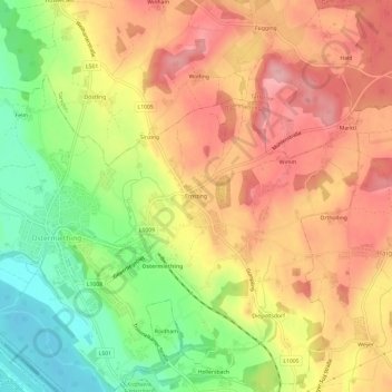 Topografische Karte Ernsting, Höhe, Relief