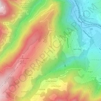 Topografische Karte Doucy, Höhe, Relief