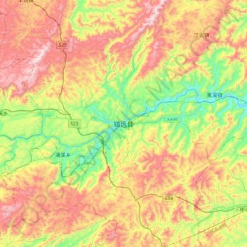 Topografische Karte 镇远县, Höhe, Relief