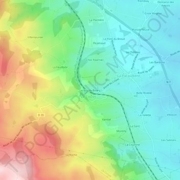 Topografische Karte Le Bas du Bourg, Höhe, Relief