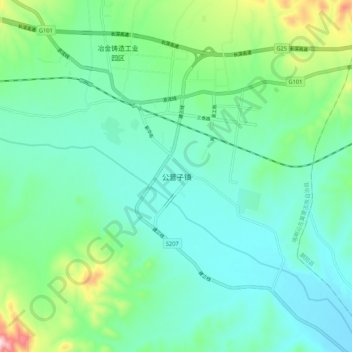 Topografische Karte 公营子镇, Höhe, Relief