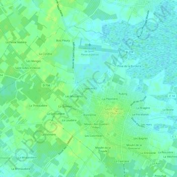 Topografische Karte L'Oumière, Höhe, Relief