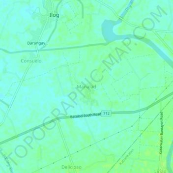 Topografische Karte Manalad, Höhe, Relief