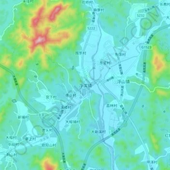 Topografische Karte 浮滨镇, Höhe, Relief