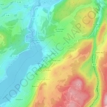 Topografische Karte Chaon, Höhe, Relief