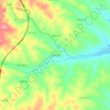 Topografische Karte 申家洞村, Höhe, Relief