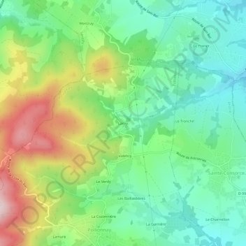 Topografische Karte Larny, Höhe, Relief