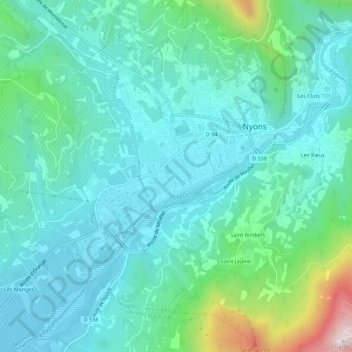Topografische Karte Nyons, Höhe, Relief