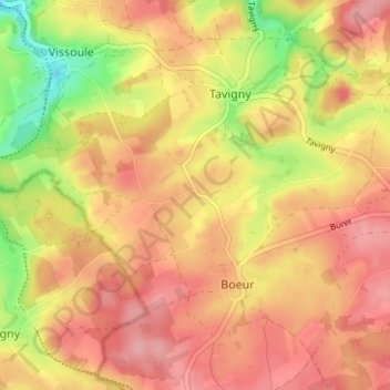 Topografische Karte Wandebourcy, Höhe, Relief