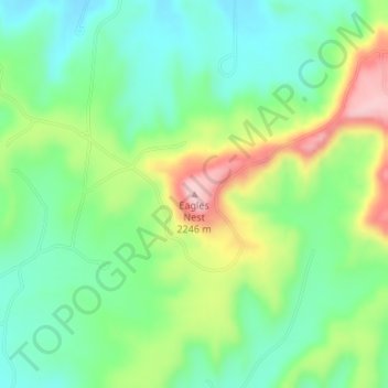Topografische Karte Eagles Nest, Höhe, Relief