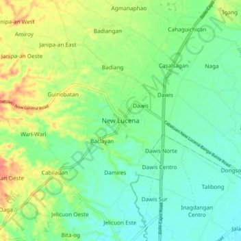 Topografische Karte New Lucena, Höhe, Relief