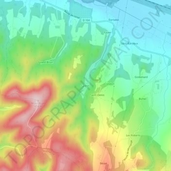 Topografische Karte Ladret, Höhe, Relief