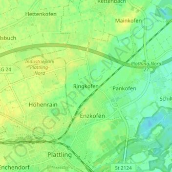 Topografische Karte Ringkofen, Höhe, Relief