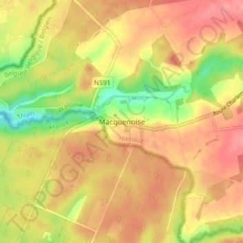 Topografische Karte Macquenoise, Höhe, Relief