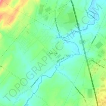 Topografische Karte Zions View, Höhe, Relief