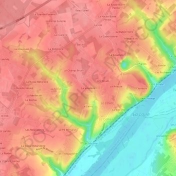 Topografische Karte La Vinalière, Höhe, Relief