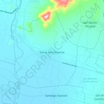 Topografische Karte Santa Ana Zegache, Höhe, Relief