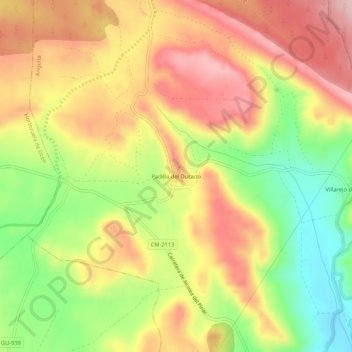 Topografische Karte Padilla del Ducado, Höhe, Relief