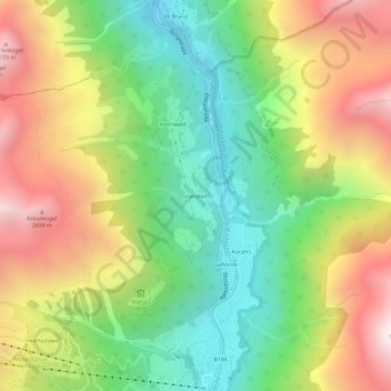 Topografische Karte Granstein, Höhe, Relief