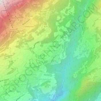 Topografische Karte Fortunau (Ayent), Höhe, Relief