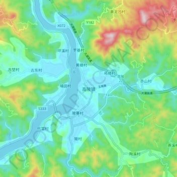 Topografische Karte 高陂镇, Höhe, Relief