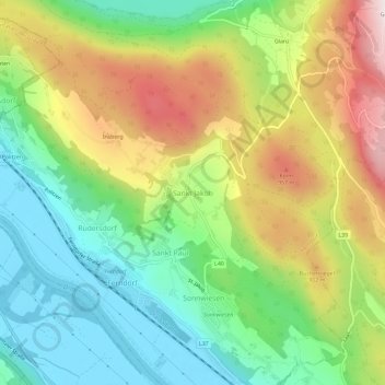 Topografische Karte Sankt Jakob, Höhe, Relief