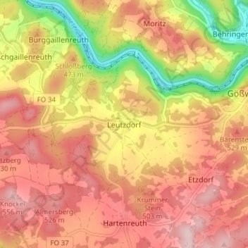 Topografische Karte Leutzdorf, Höhe, Relief