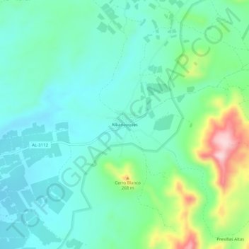 Topografische Karte Albaricoques, Höhe, Relief