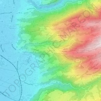 Topografische Karte Bildstein, Höhe, Relief