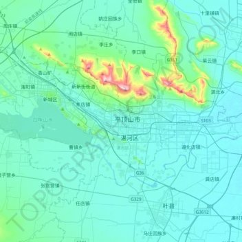 Topografische Karte 新华区, Höhe, Relief