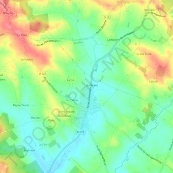 Topografische Karte Soumaille, Höhe, Relief