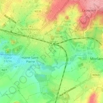 Topografische Karte Hautes Fontaines, Höhe, Relief