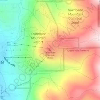 Topografische Karte Cranmore Mountain, Höhe, Relief