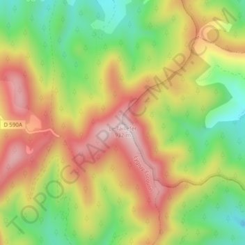 Topografische Karte Le Taillefer, Höhe, Relief