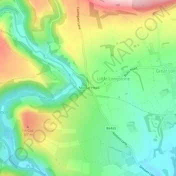 Topografische Karte Monsal Head, Höhe, Relief