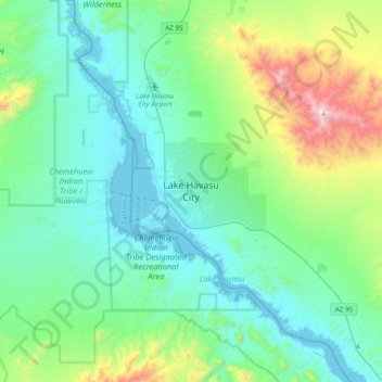 Topografische Karte Lake Havasu City, Höhe, Relief