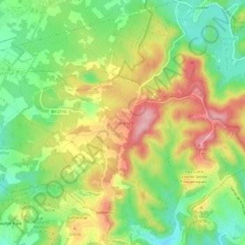 Topografische Karte Clariana, Höhe, Relief