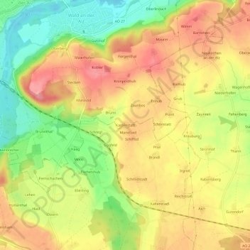 Topografische Karte Kastenstatt, Höhe, Relief