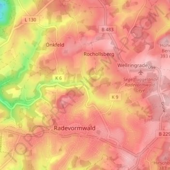 Topografische Karte Uelfe IV, Höhe, Relief