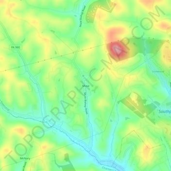 Topografische Karte Muse, Höhe, Relief