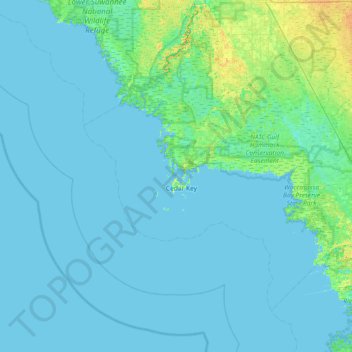 Topografische Karte Cedar Keys, Höhe, Relief