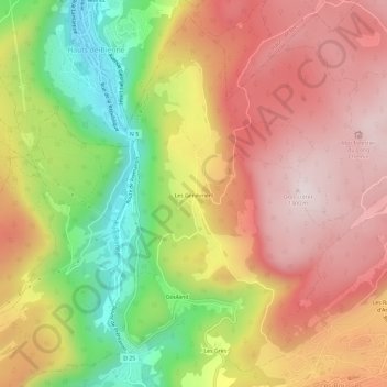 Topografische Karte Les Genévriers, Höhe, Relief