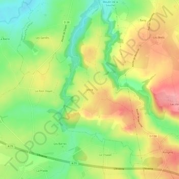 Topografische Karte Féline, Höhe, Relief