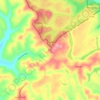 Topografische Karte Zeno, Höhe, Relief