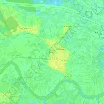 Topografische Karte Zvonarci, Höhe, Relief