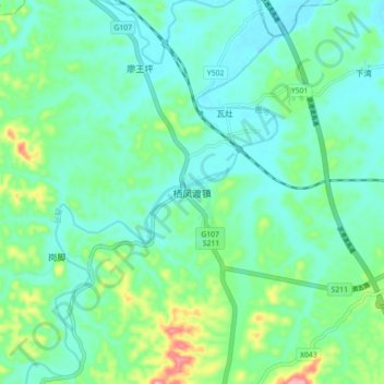 Topografische Karte 栖凤渡镇, Höhe, Relief