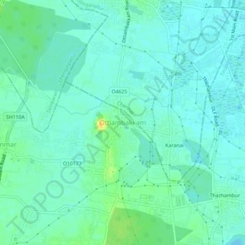 Topografische Karte Ottiambakkam, Höhe, Relief
