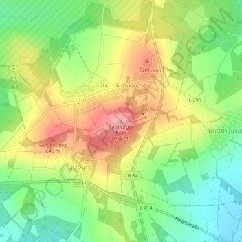 Topografische Karte Salzburger Kopf, Höhe, Relief